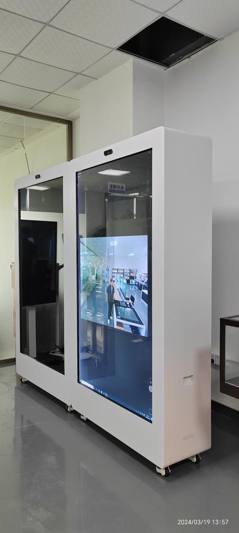 75 inches 4K transparent holo box with camera and IR multi touch